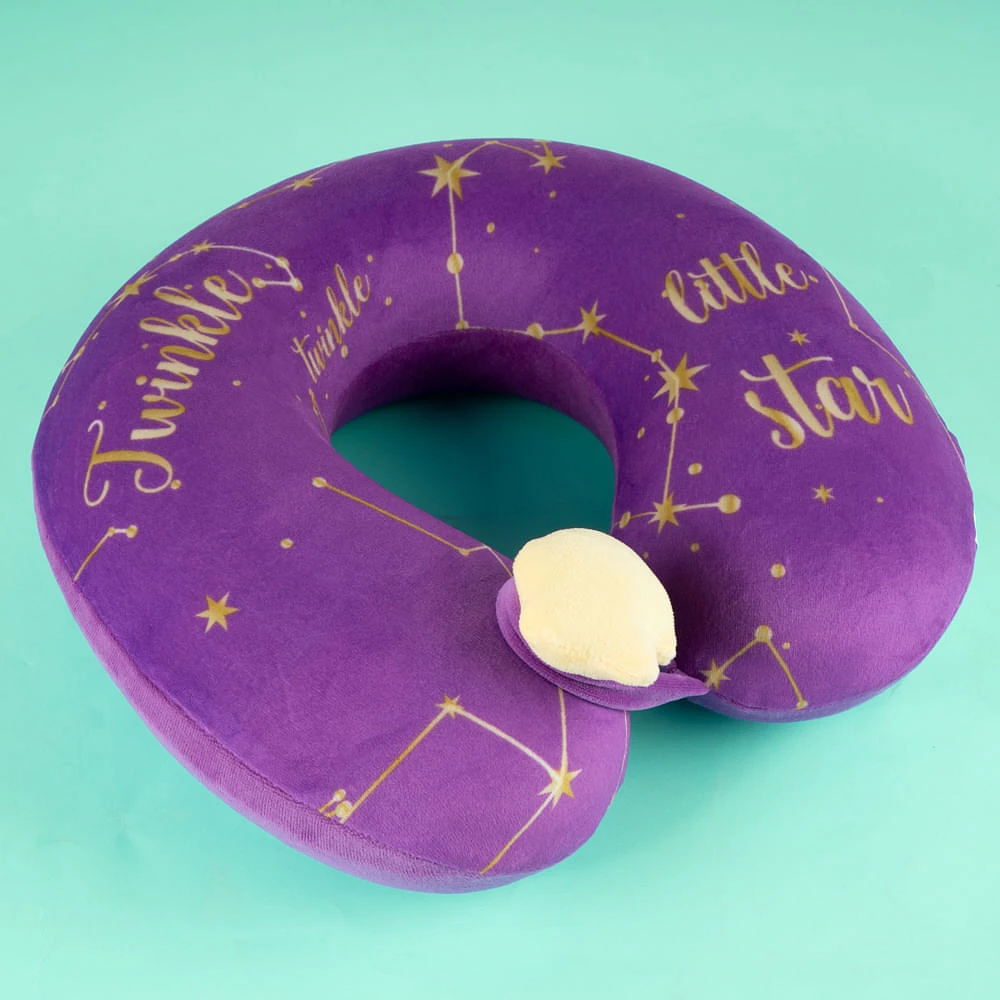 Almohada De Viaje Moon & Stars Memory Foam Morada 32x30 cm