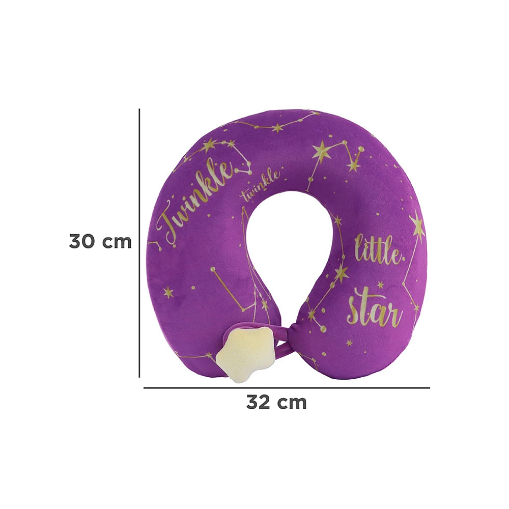 Almohada De Viaje Moon & Stars Memory Foam Morada 32x30 cm