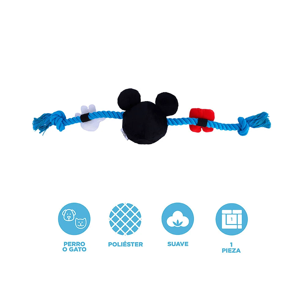 Juguete De Cuerda Para Mascotas Disney  Mickey Mouse Textil Multicolor