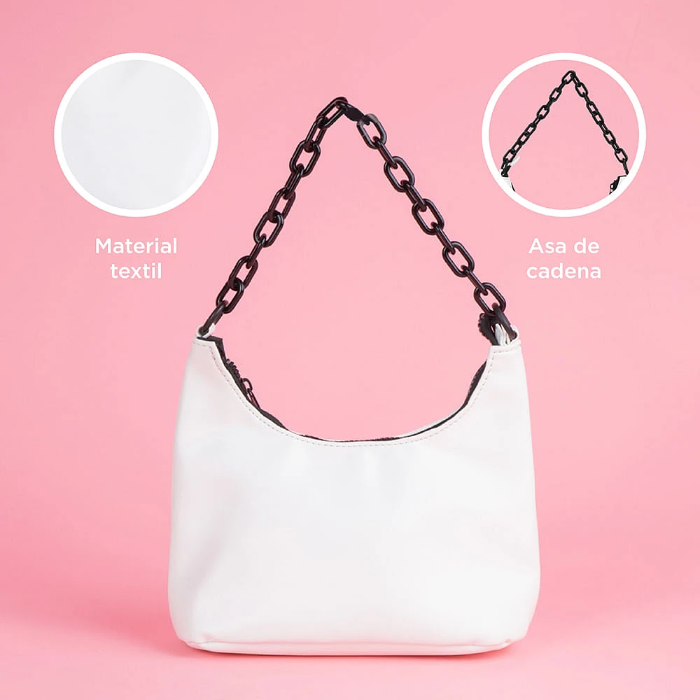 Bolso De Hombro Minimalista Sintético Blanco 24x19x7 Cm