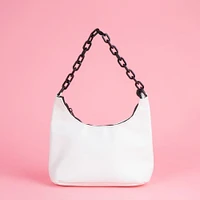 Bolso De Hombro Minimalista Sintético Blanco 24x19x7 Cm