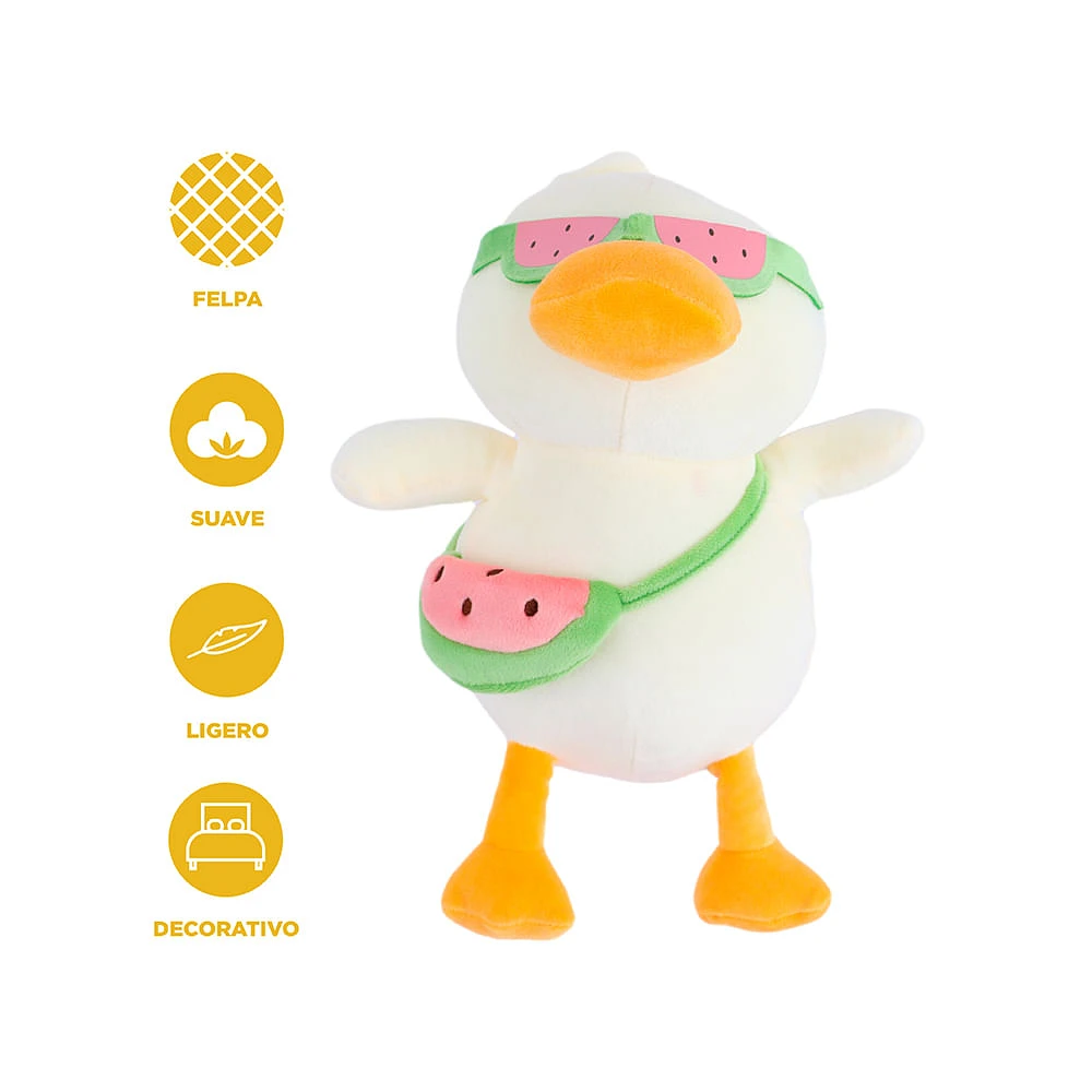 Peluche Miniso Patito Con Gafas Y Bolso Felpa 24x28 cm