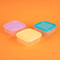 Set Contenedor De Alimentos Cuadrado Plástico Transparente 650 ml 3 Piezas