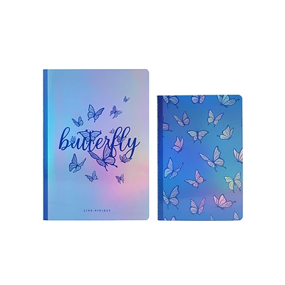 Set Libretas Mariposas Pasta Suave 14.5x21 cm, 17.8x25.2 cm 2 Piezas