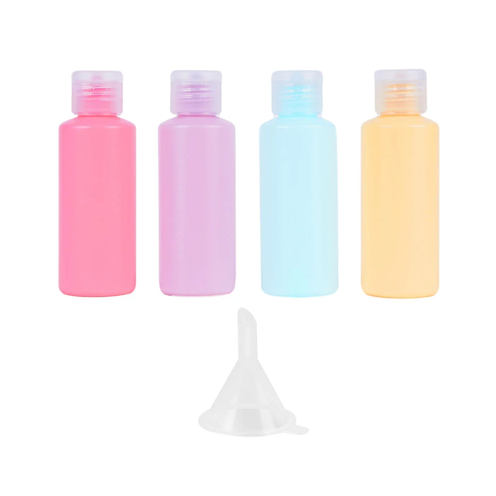 Set Botellas De Viaje Con Tapa Enroscable Plástico Multicolores 5 Piezas