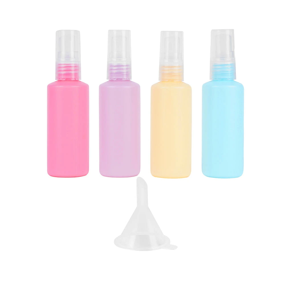 Set Botellas De Viaje Con Atomizador Plástico Multicolores 5 Piezas