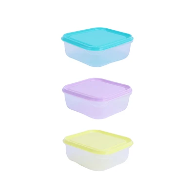 Set Contenedor De Alimentos Cuadrado Plástico Transparente 650 ml 3 Piezas