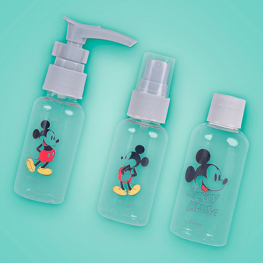 Kit Botellas De Viaje Disney Mickey Mouse Grises 6 Piezas