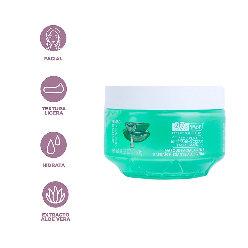 Mascarilla Facial En Gel Hidratante 250 gr Extracto Aloe Vera 97%