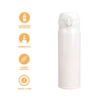 Termo Con Tapa Enroscable Acero Inoxidable Blanco 450 ml