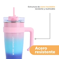 Vaso Con Tapa Y Popote Térmico Acero Inoxidable Degradado 1.6 L