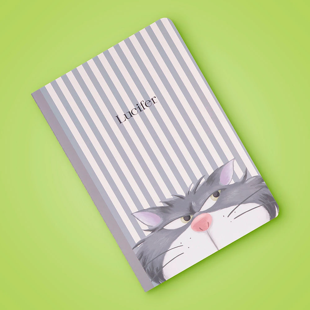 Libreta Disney Lucifer Gris 14.5x21 Cm 40 Hojas Rayas