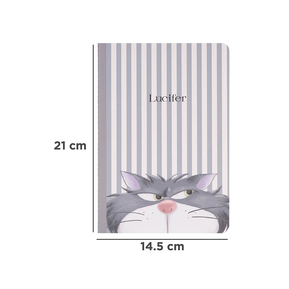 Libreta Disney Lucifer Gris 14.5x21 Cm 40 Hojas Rayas