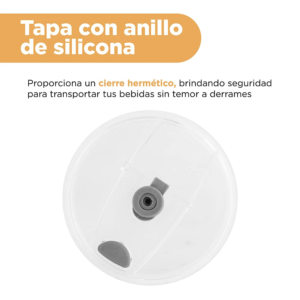 Vaso Con Tapa Y Popote Live Vivdly Vidrio Transparente 440 ml