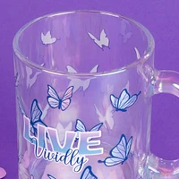 Taza Mariposas Live Vividly Vidrio Iridiscente 350 ml