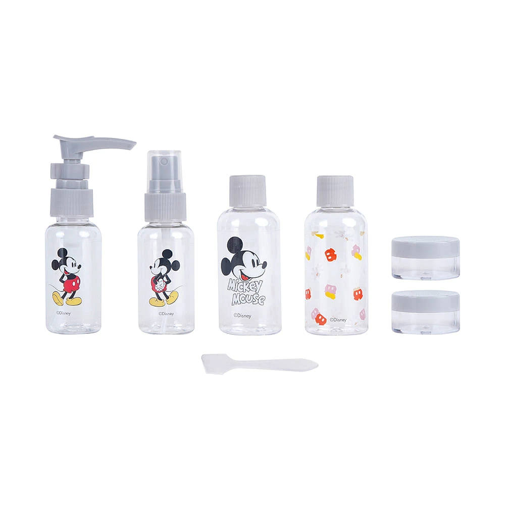 Kit Botellas De Viaje Disney Mickey Mouse Grises 6 Piezas