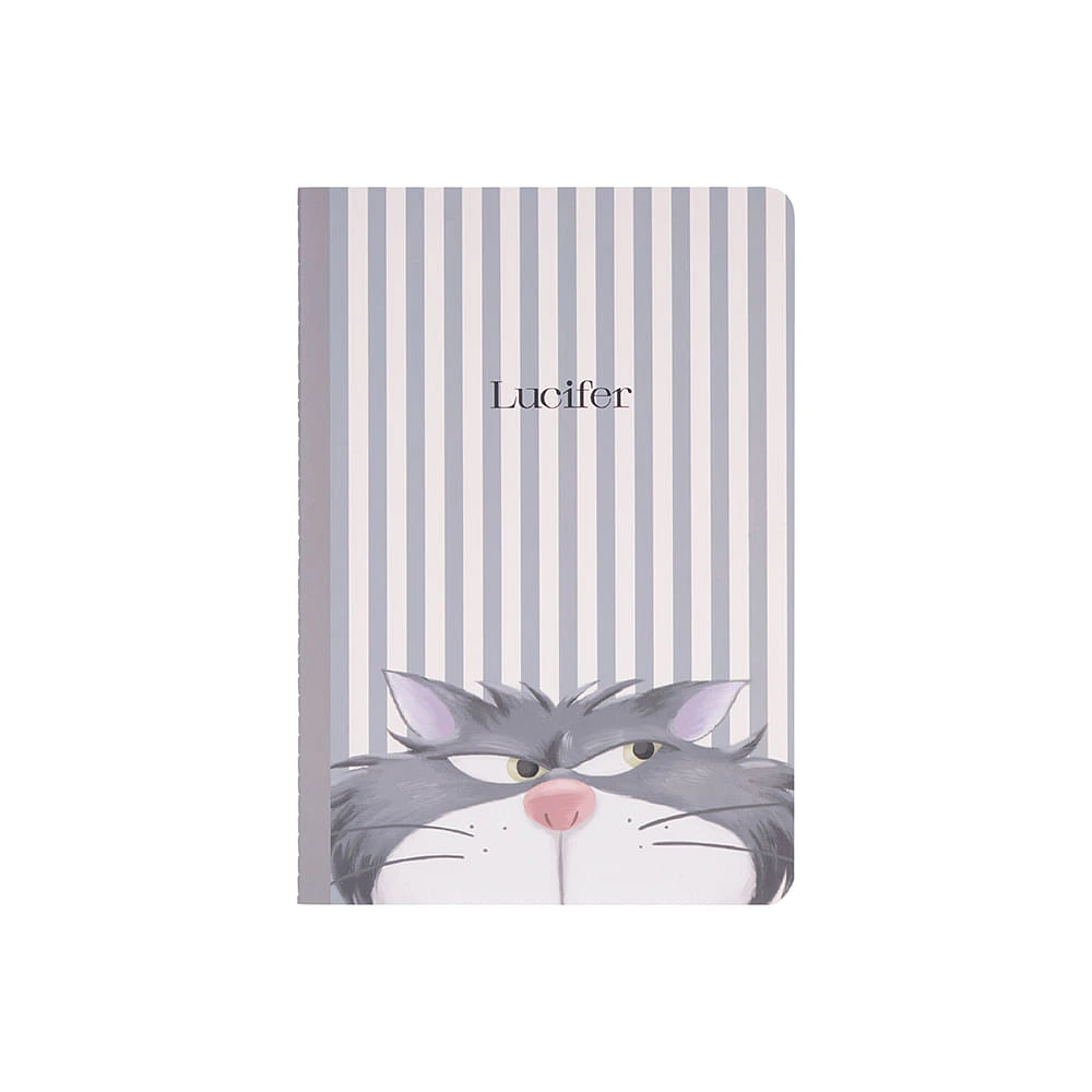 Libreta Disney Lucifer Gris 14.5x21 Cm 40 Hojas Rayas