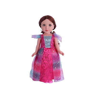 Muñeca Princesa Con Vestido Y Accesorios Rosa 44 Cm