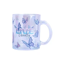 Taza Mariposas Live Vividly Vidrio Iridiscente 350 ml