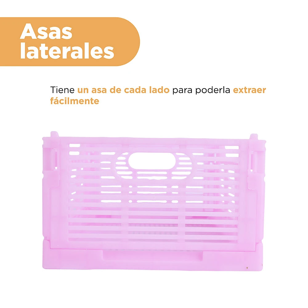 Cesta De Almacenamiento Plegable Plástico Rosa 30.5x20.5 Cm