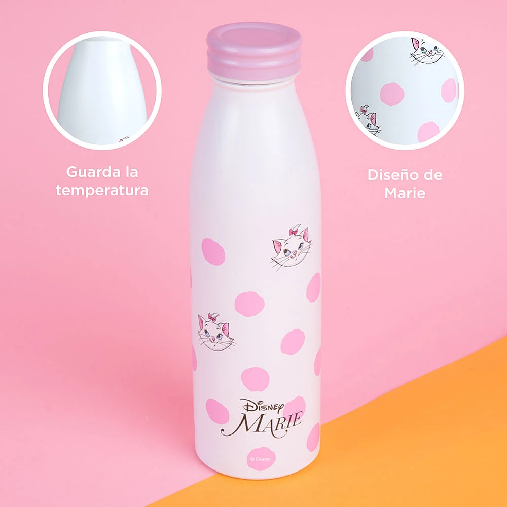 Termo Con Tapa Enroscable Disney Marie Acero Inoxidable Blanco 500 ml