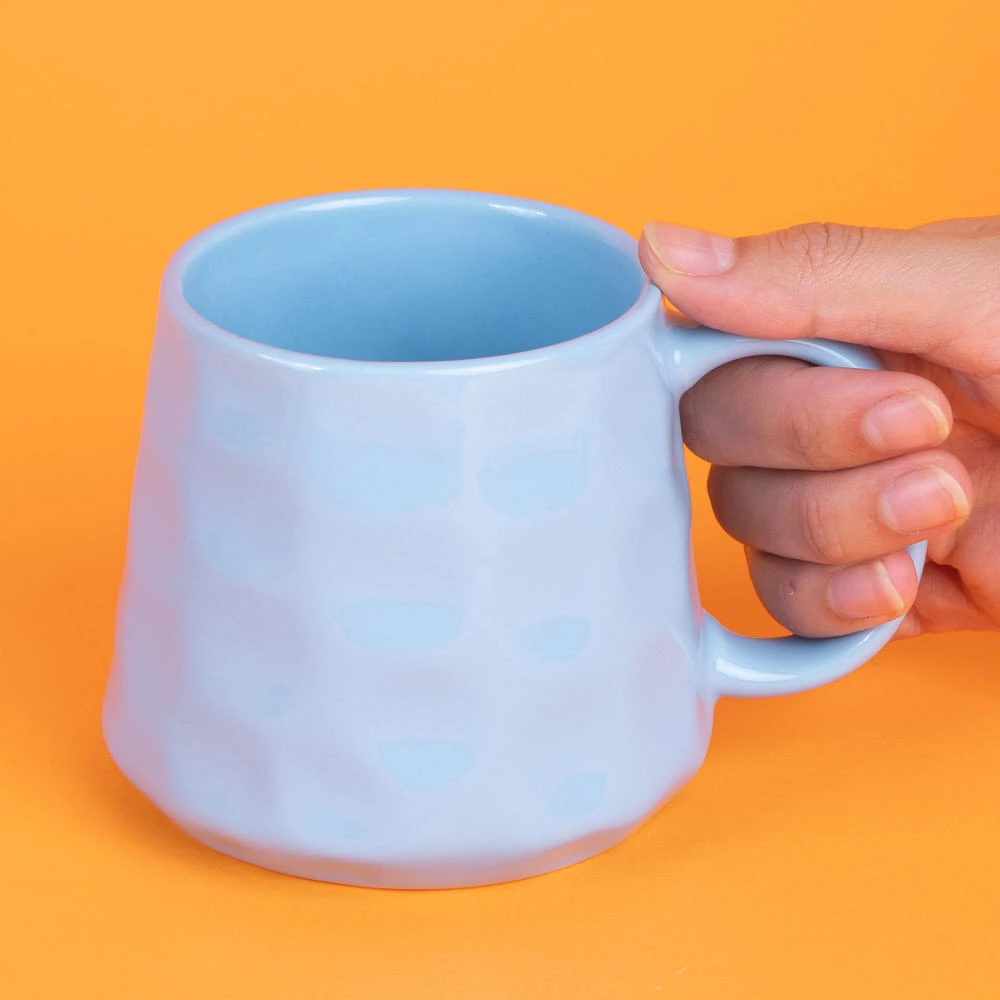 Taza Diseño En Relieve Cerámica Azul 360 ml