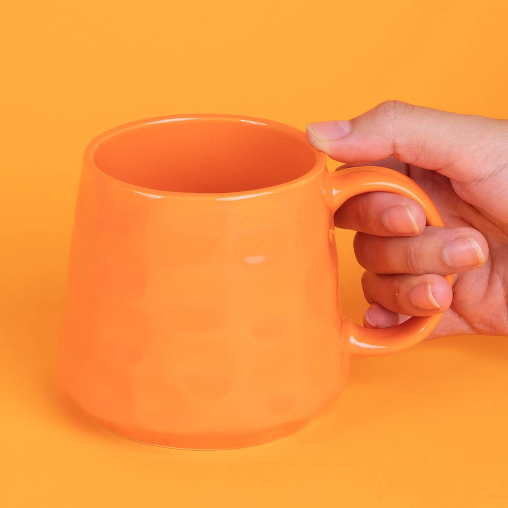 Taza Diseño En Relieve Cerámica Naranja 360 ml