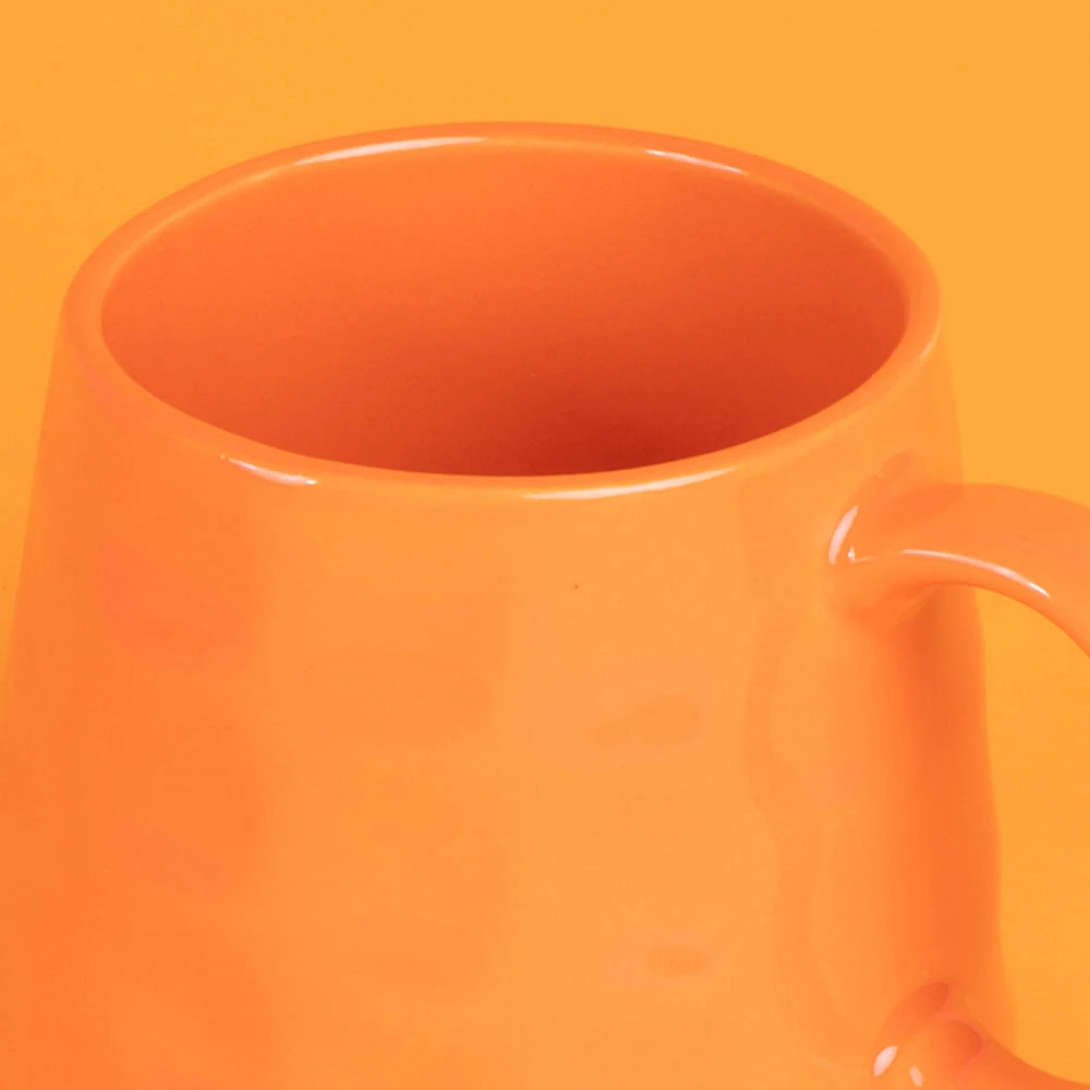 Taza Diseño En Relieve Cerámica Naranja 360 ml