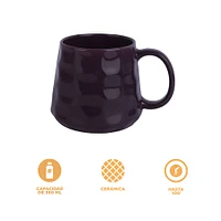 Taza Diseño En Relieve Cerámica Morada 360 ml