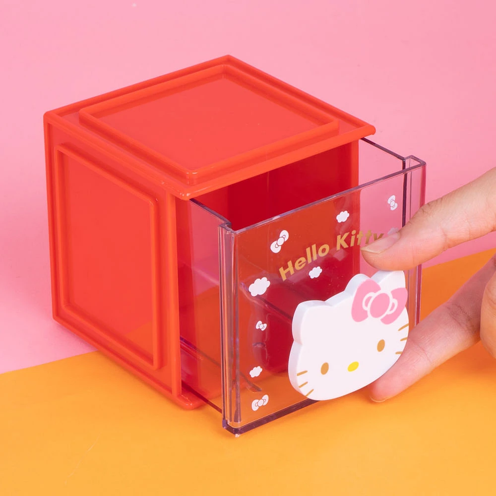 Organizador De Escritorio Con Cajón Sanrio Hello Kitty Sintético Rojo 9x8.5 Cm