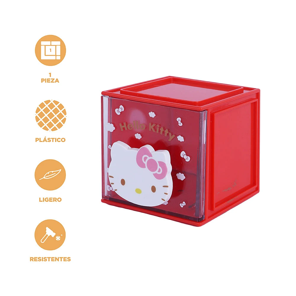 Organizador De Escritorio Con Cajón Sanrio Hello Kitty Sintético Rojo 9x8.5 Cm