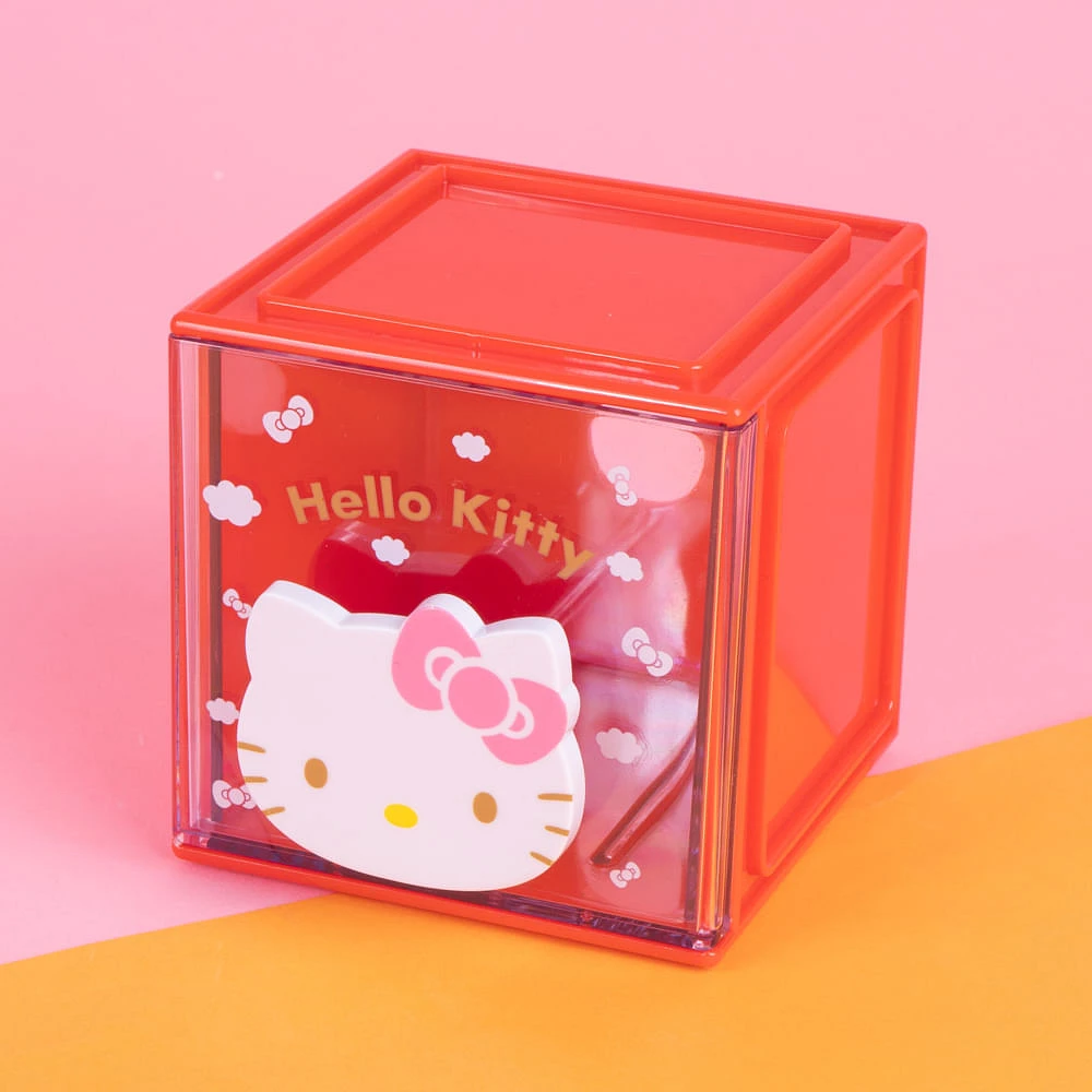 Organizador De Escritorio Con Cajón Sanrio Hello Kitty Sintético Rojo 9x8.5 Cm