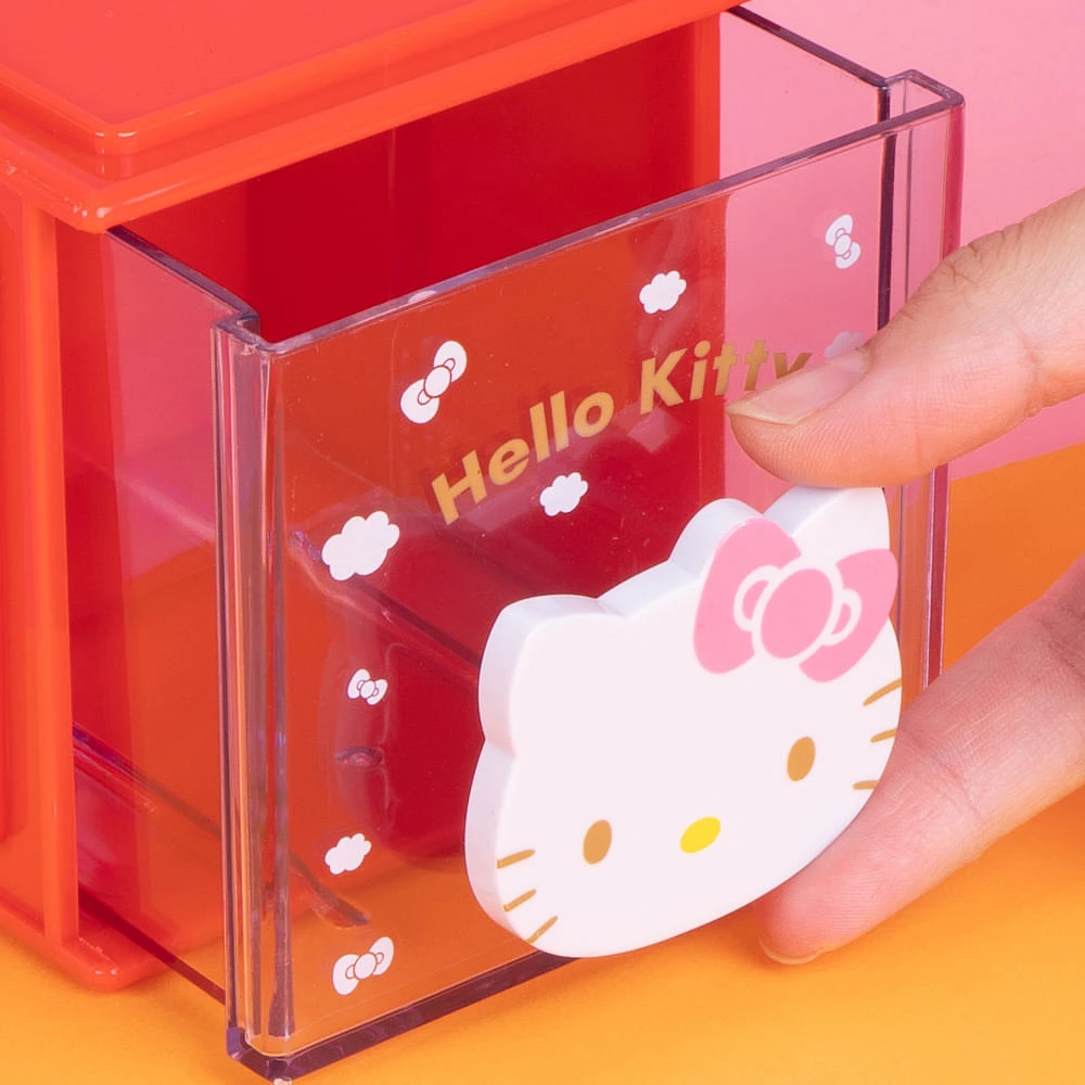 Organizador De Escritorio Con Cajón Sanrio Hello Kitty Sintético Rojo 9x8.5 Cm