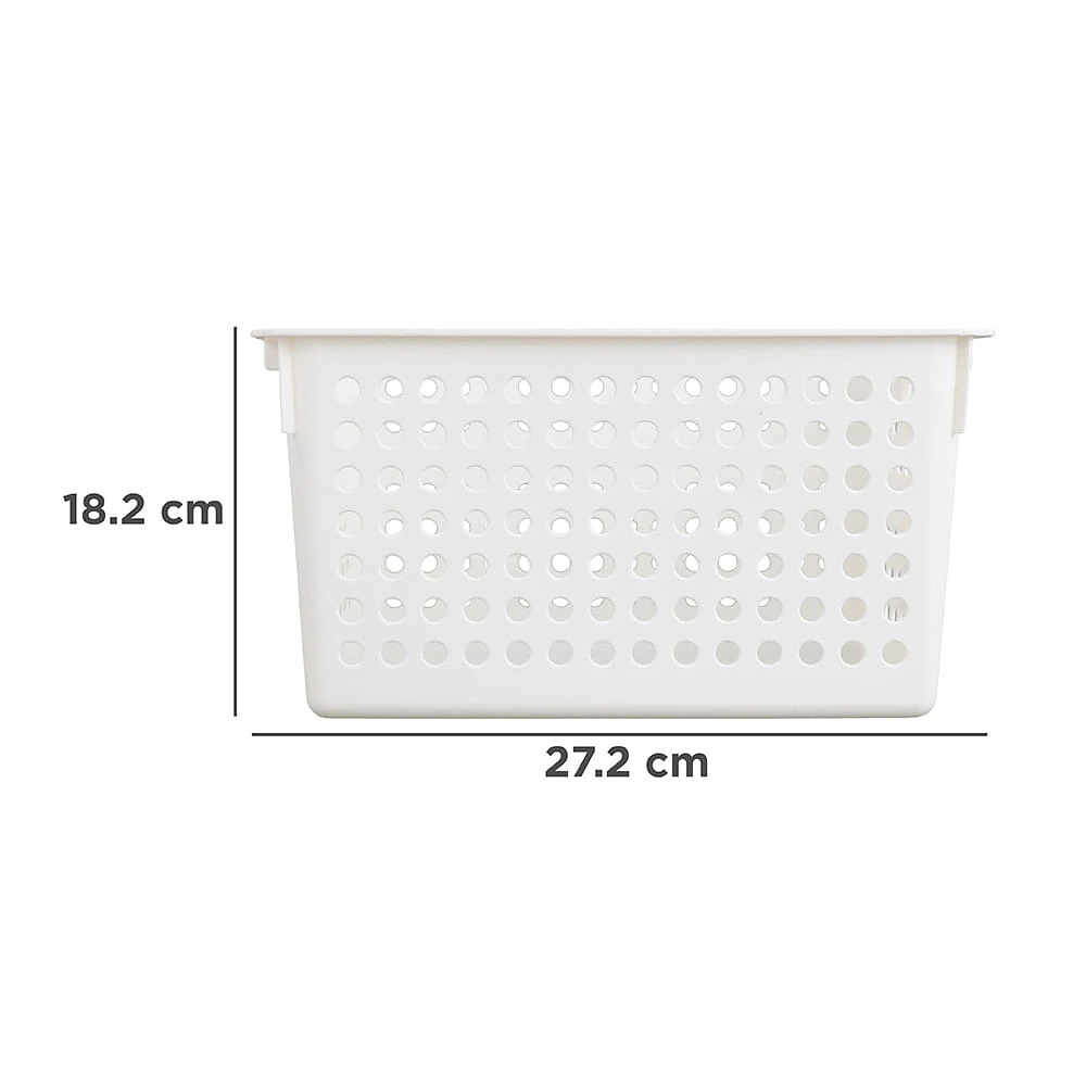 Cesta De Almacenamiento Plástico Blanca 27.2x18.2x14.3 Cm