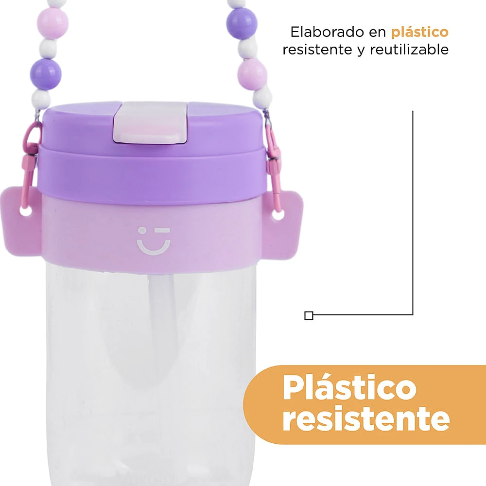 Vaso Con Tapa Y Correa Desmontable Plástico 500 ml