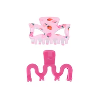 Set Pinzas Para Cabello Infantiles Sintéticas Rosas 2 Piezas