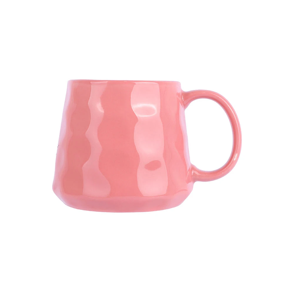 Taza Diseño En Relieve Cerámica Rosa 360 ml