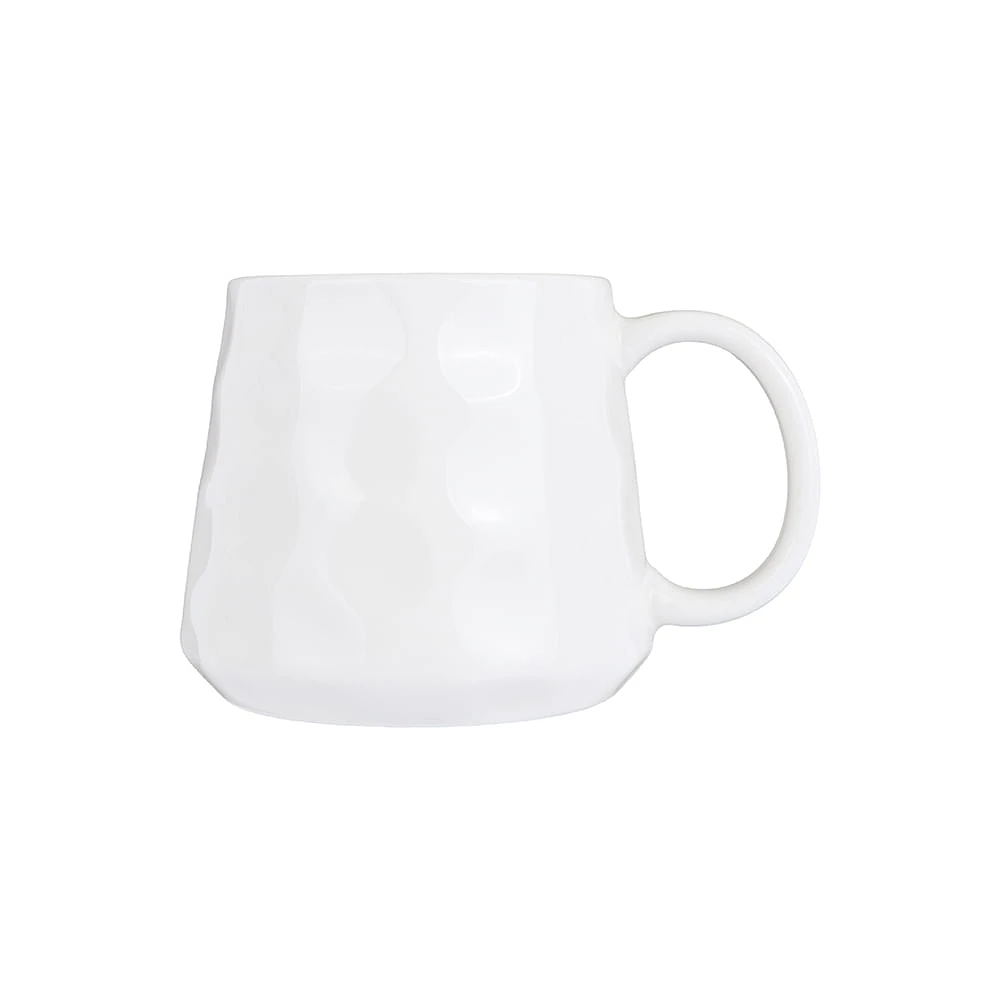 Taza Diseño En Relieve Cerámica Blanca 360 ml