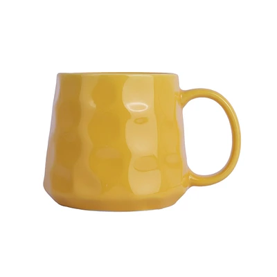 Taza Diseño En Relieve Cerámica Amarilla 360 ml