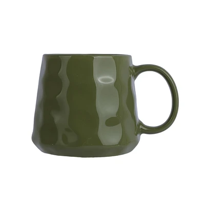 Taza Diseño En Relieve Cerámica Verde 360 ml