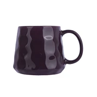 Taza Diseño En Relieve Cerámica Morada 360 ml