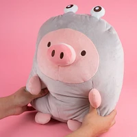 Peluche De Cerdito Con Pijama Felpa Gris 34x12.5 Cm