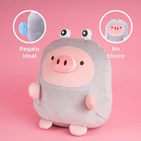 Peluche De Cerdito Con Pijama Felpa Gris 34x12.5 Cm