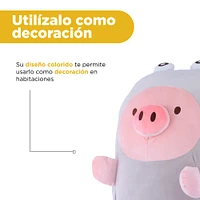 Peluche De Cerdito Con Pijama Felpa Gris 34x12.5 Cm