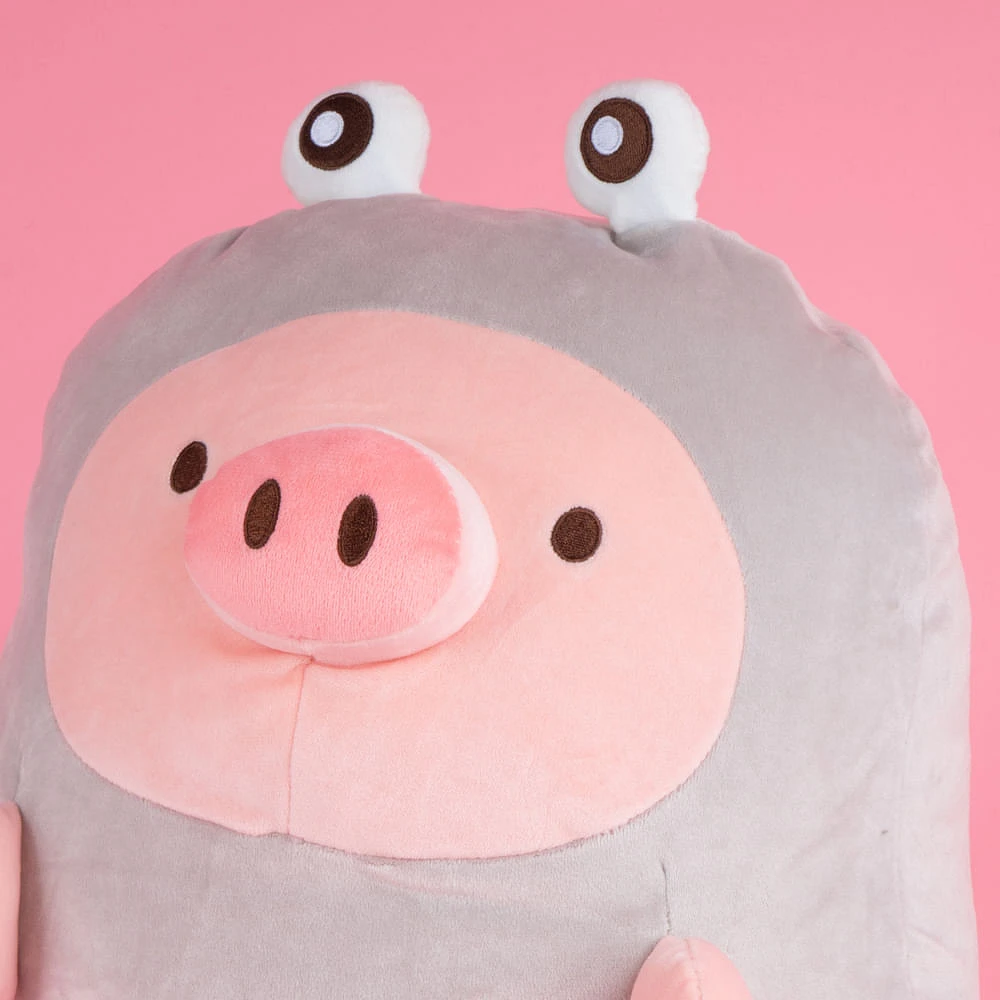 Peluche De Cerdito Con Pijama Felpa Gris 34x12.5 Cm