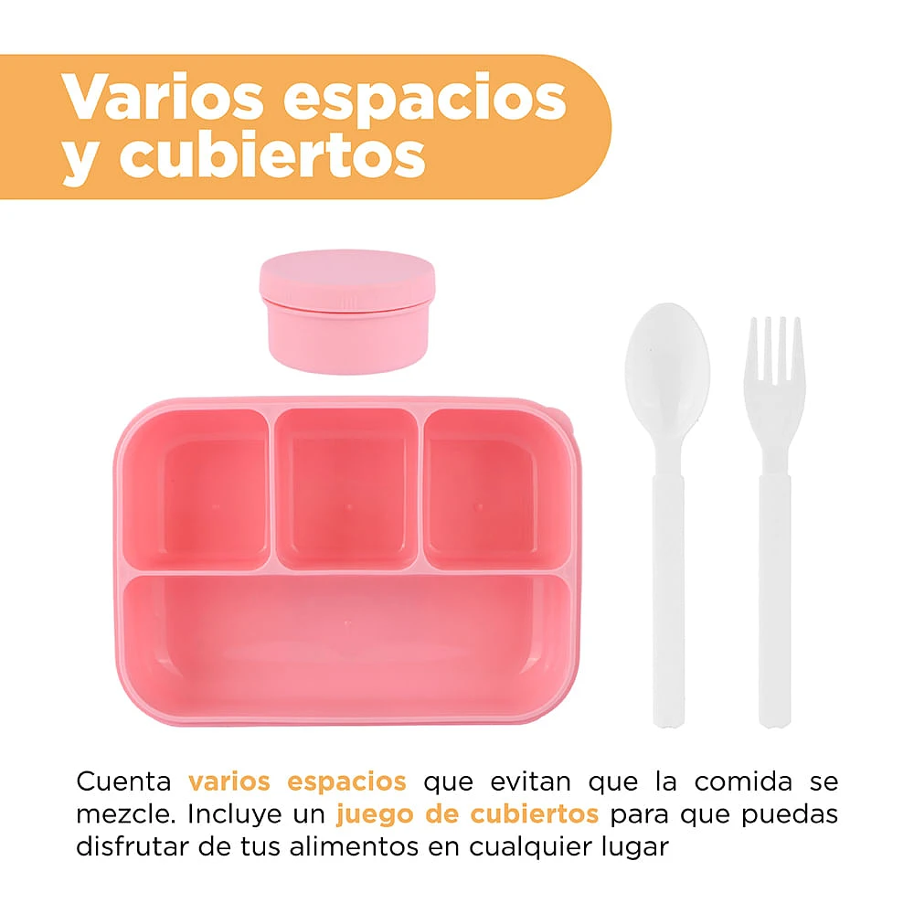 Contenedor De Alimentos  Gran Capacidad Plástico Rosa 1300 ml