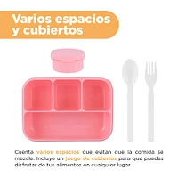 Contenedor De Alimentos  Gran Capacidad Plástico Rosa 1300 ml