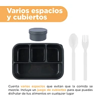 Contenedor De Alimentos  Gran Capacidad Plástico Gris 1300 ml