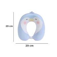 Almohada De Viaje Pingüinito Bordes Levantados Memory Foam Azul 29x29 cm