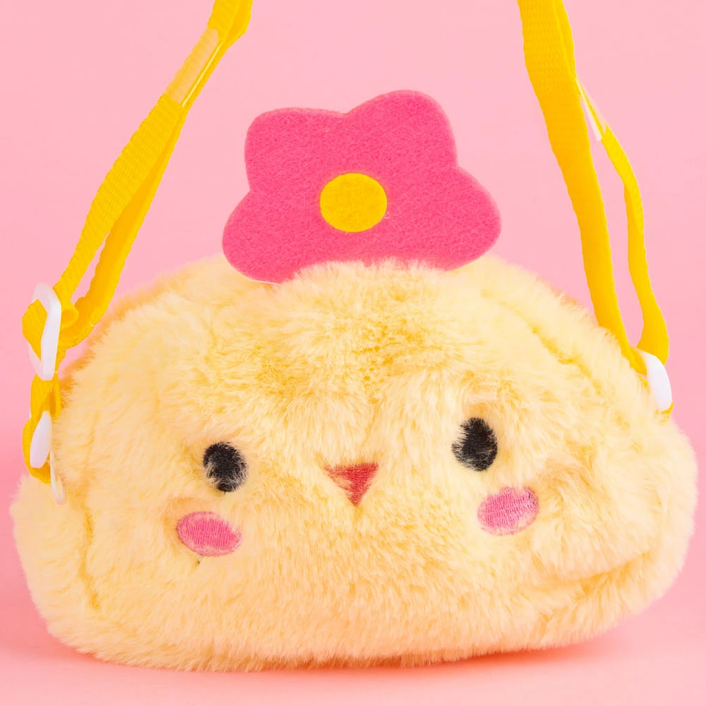 Bolso Crossbody Infantil Pollito Happy Spring Afelpado Amarillo 15x10x4 cm